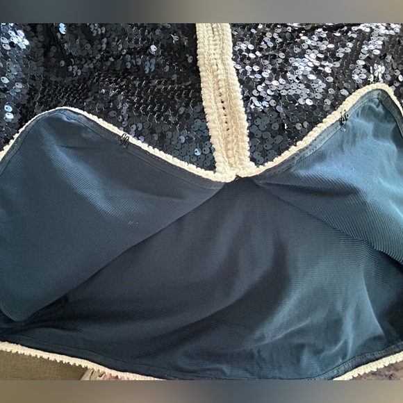 NWT Iman Global Chic Blue Sequins White Trim Jacket Blazer Cardigan Size M - Picture 8 of 13